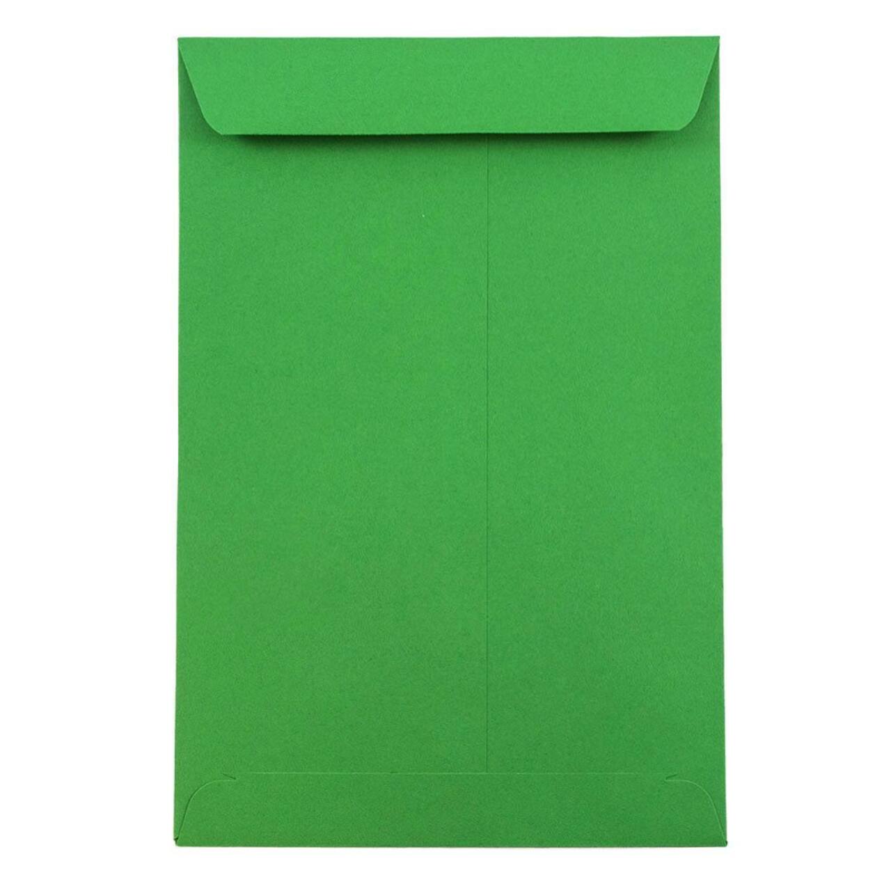 JAM Paper 6" x 9" Brite Hue Christmas Green Open End Catalog Colored Envelopes, 100ct.